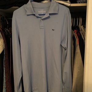 Vineyard vines collared polyester shirt.